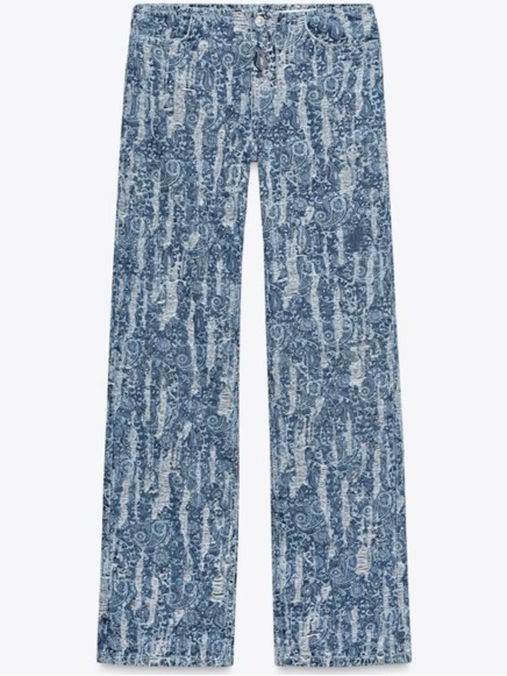 Zara Z1975 straight mid-rise worn effect jeans